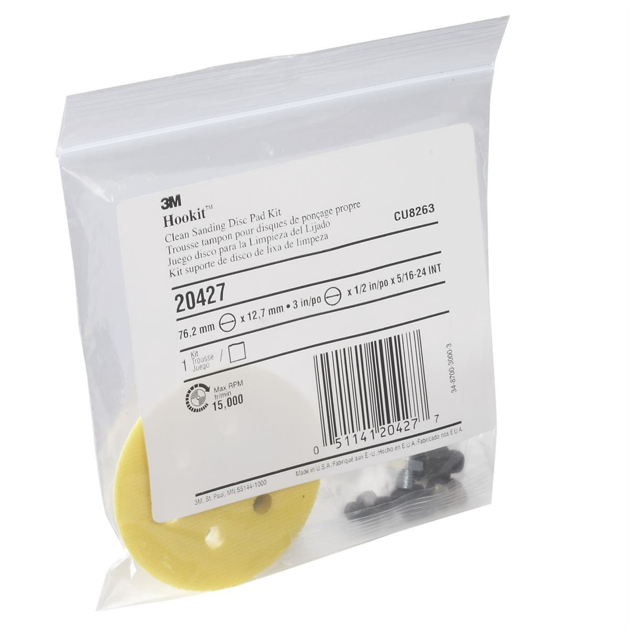 3M Hookit Dust Extraction Backup Pad — 3in., Firm Foam, 5/16-24 Internal Thread, Model# MMM20427
